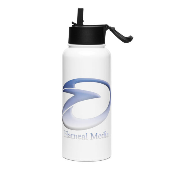 HM Logo Stainless steel water bottle with a straw lid